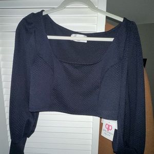 Blue long sleeve crop top